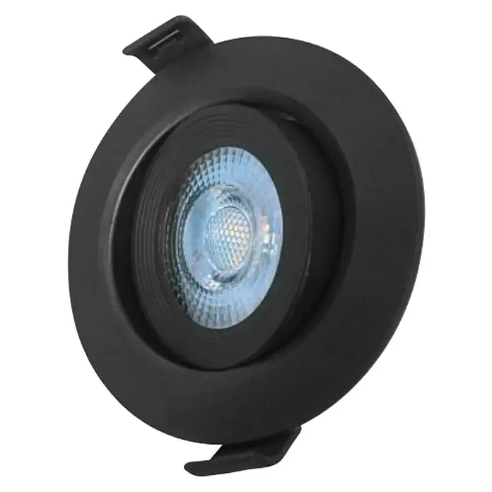 LED ugradbena svjetiljka, okrugla - Crne boje - Dijagonalni pogled