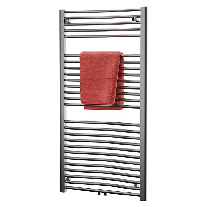 Admiral Badheizkörper Madrid - 60 x 121 cm, Mit Mittelanschluss, 750 W bei 75/65/20 °C, Chrom - Diagonale Ansicht