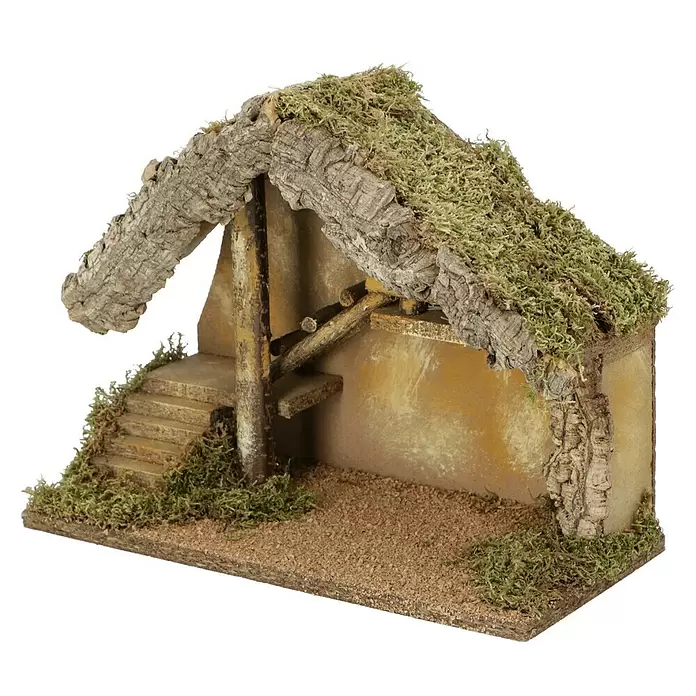 Krippe natürlich grün - L x B x H: 19 x 39 x 28 cm, Holz - Diagonale Ansicht