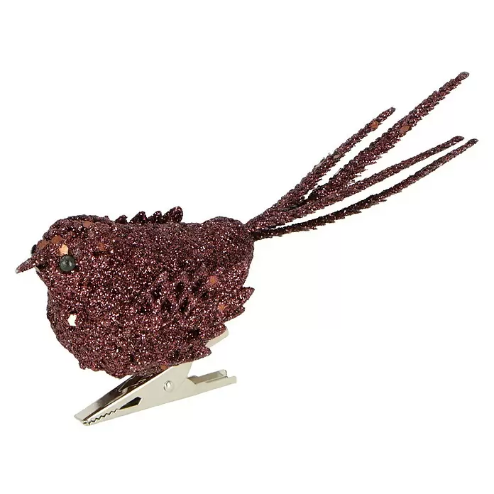 Christbaumschmuck Vogel - Bordeaux, Kunststoff, 1 Stk. - Diagonale Ansicht