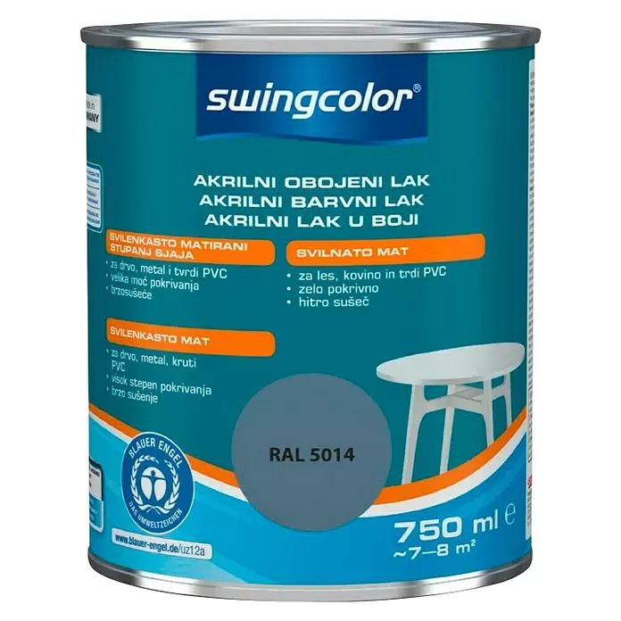 swingcolor Lak u boji - Golub plava, 750 ml, Svilenkasti mat - Pogled sprijeda