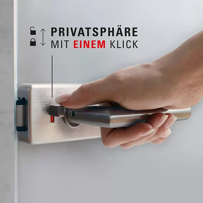 Diamond Doors Glastürbeschlag Style Premium WC - Edelstahloptik, Bandbohrung/Bänder: Office 3-teilig, WC-Schloss - Anwendungsbeispiel
