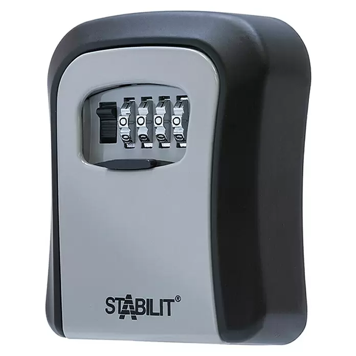 Stabilit Schlüsselbox Key Garage CB0704 - L x B x H: 8,8 x 3,9 x 12 cm, Silber - Diagonale Ansicht