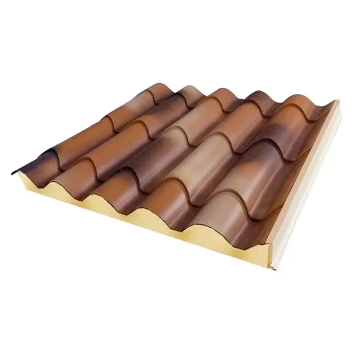 Panel de sándwich  Coppo Piano - 4,9 m x 1 m x 45 mm, Rojo envejecido - Vista angular