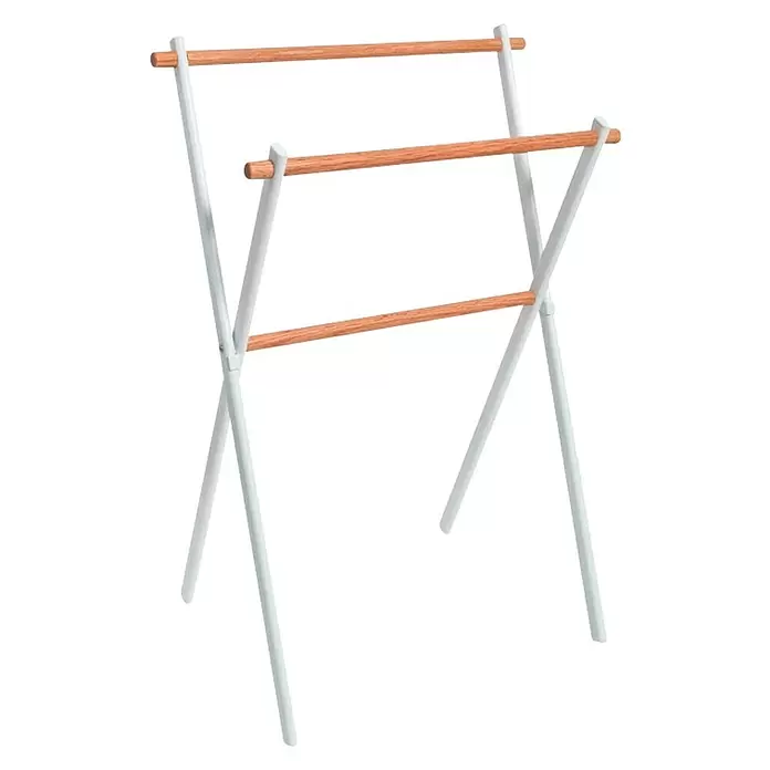 Cipì Toallero de pie Mit - Altura: 86 cm, 2 brazos, Blanco - Vista angular
