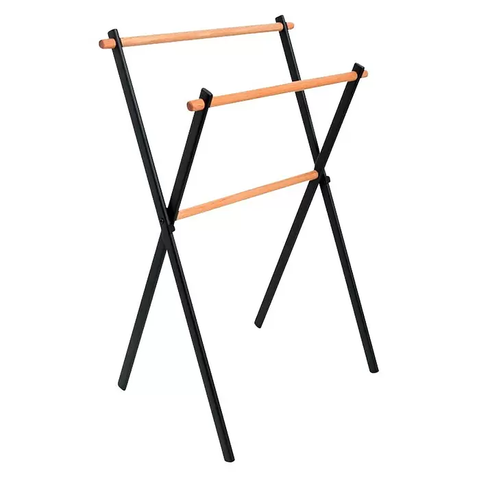Cipì Toallero de pie Mit - Altura: 86 cm, 2 brazos, Negro - Vista angular