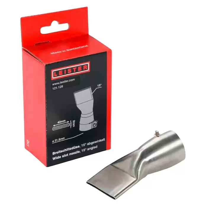 Leister Breitschlitzdüse - Passend für: Heißluftgebläse mit Anschlussdurchmesser Ø 31.5 mm, B x H: 40 x 2 mm - Diagonale Ansicht