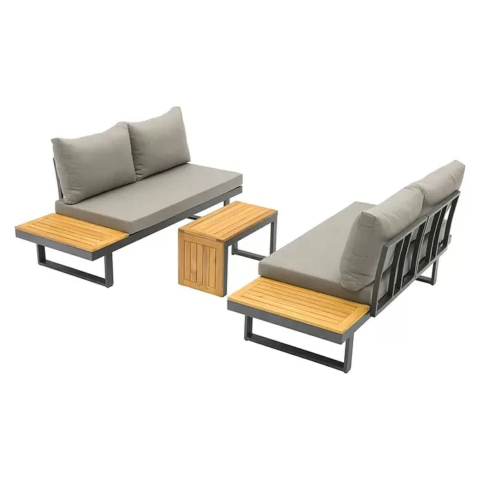 Conjunto de muebles Keyla - 3 piezas, Gris/Negro - Vista angular