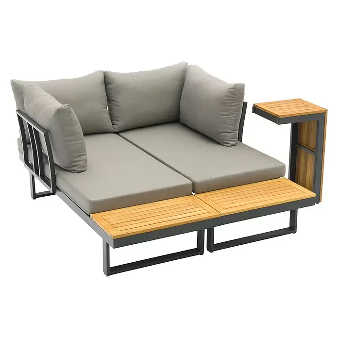 Conjunto de muebles Keyla - 3 piezas, Gris/Negro - Vista angular