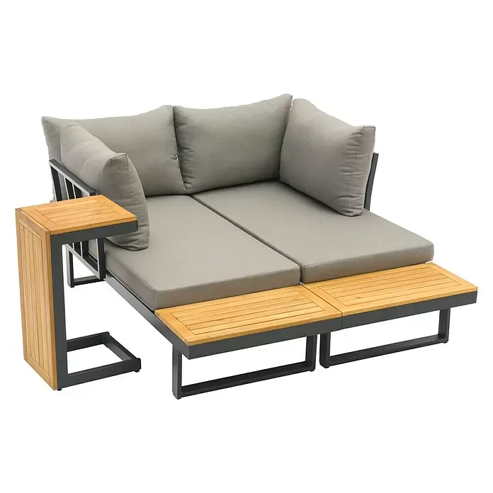 Conjunto de muebles Keyla - 3 piezas, Gris/Negro - Vista angular