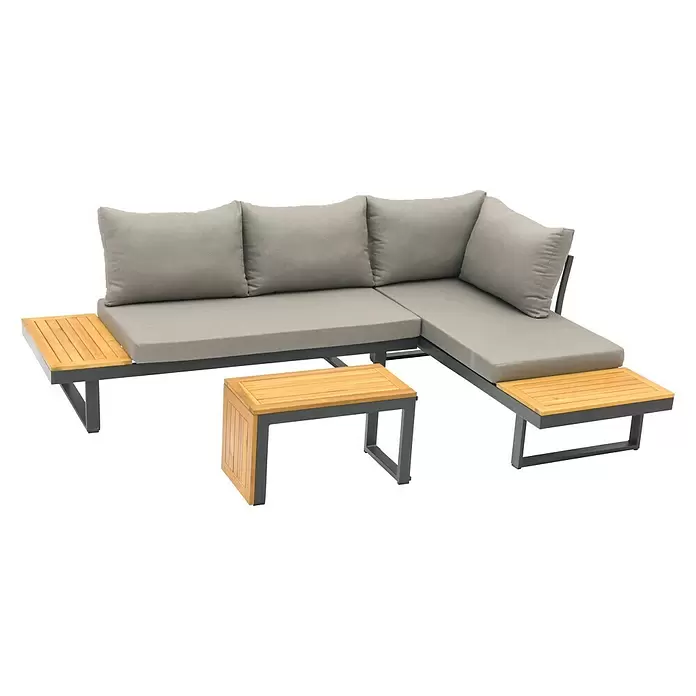 Conjunto de muebles Keyla - 3 piezas, Gris/Negro - Vista angular