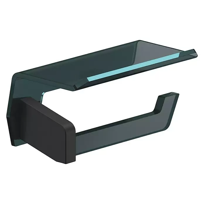 Creabath Luce Portarrollos papel higiénico - Con tapa, Negro, Aluminio - Vista angular