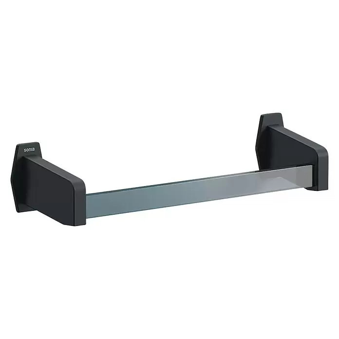 Creabath Luce Toallero de barra - Largo: 34,5 cm, Negro, Mate - Vista angular
