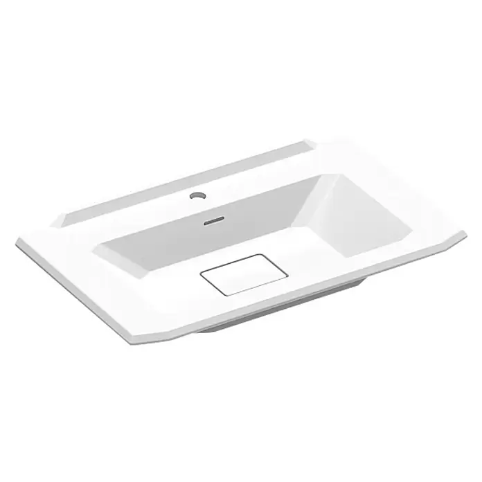 Creabath Lavabo empotrado MX8 - 48,5 x 81 x 16,6 cm, Orificios para grifo: Medio, Blanco - Vista angular
