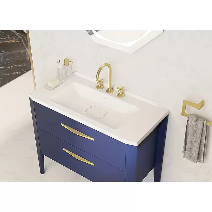 Creabath Lavabo empotrado MX8 - 48,5 x 101 x 16,6 cm, Orificios para grifo: Medio, Blanco - Foto ambiente