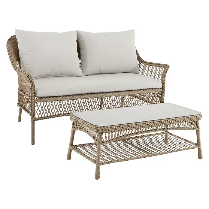 Sunfun Set de muebles de jardín Sophie - 2 piezas, Marrón natural - Vista angular