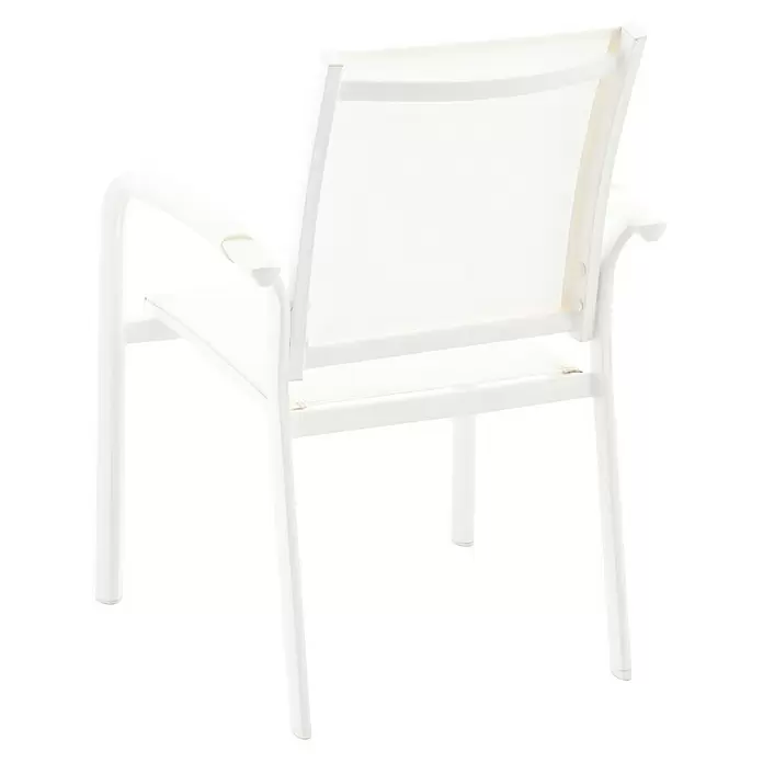 Sunfun Maja Silla apilable - Blanco, L x An x Al: 59 x 59,5 x 88 cm, Aluminio, Textileno - Vista angular