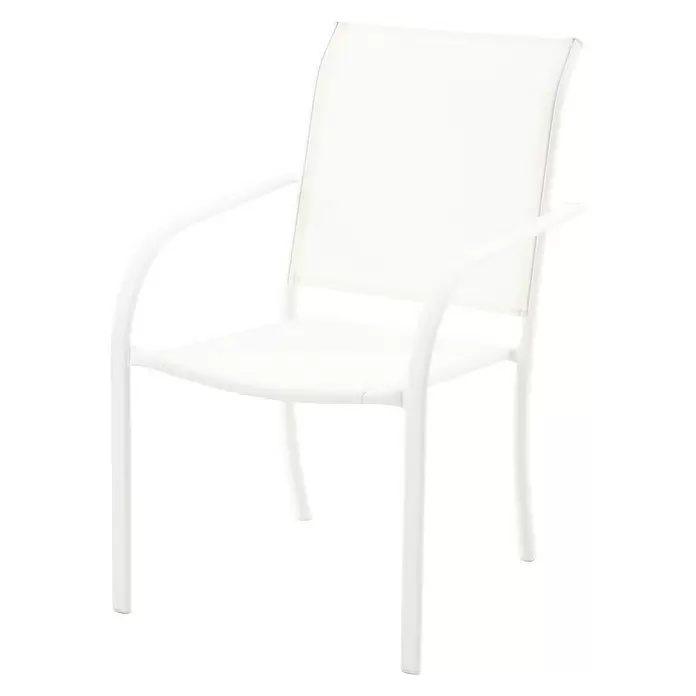 Sunfun Silla de jardín Lea - An x Pr x Al: 66 x 56 x 86 cm, Blanco, Apilable - Vista angular