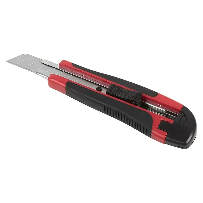 BAUHAUS Cuttermesser - Klingenbreite: 18 mm, Abbrechklinge, Material Griff: Gummi/Kunststoff - Diagonale Ansicht