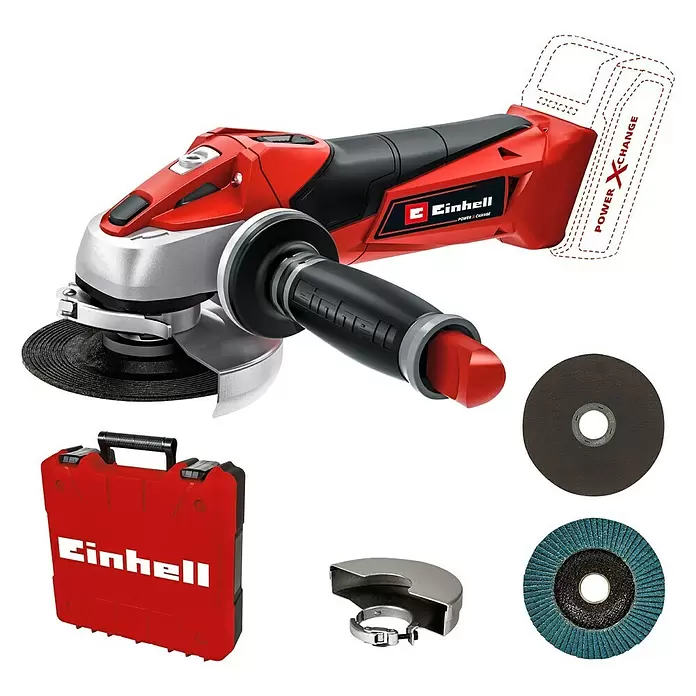Einhell Power X-Change Akku-Winkelschleifer TE-AG 18/115 Li-SoloAcc - 18 V, Ohne Akku, Durchmesser Scheibe: 115 mm - Diagonale Ansicht