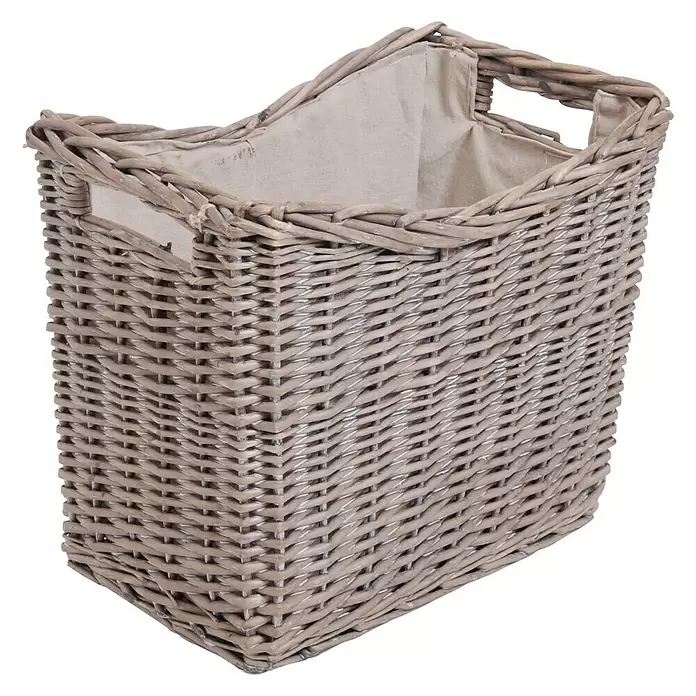 Lienbacher Weidenkorb - Geeignet für: Holzlagerung, L x B x H: 45 x 30 x 40 cm, Grau - Diagonale Ansicht