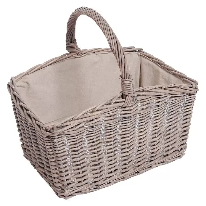 Lienbacher Weidenkorb - Geeignet für: Holzlagerung, L x B x H: 46 x 33 x 43 cm, Grau - Diagonale Ansicht