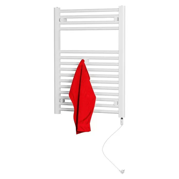 Admiral Električni kupaonski radijator Berlin - 50 x 73 cm, 300 W, Bijele boje, Ogrjevni štap - Dijagonalni pogled