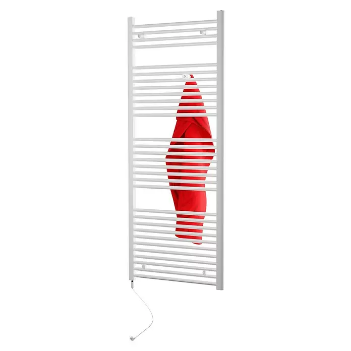 Admiral Električni kupaonski radijator Berlin - 60 x 167 cm, 900 W, Bijele boje, Ogrjevni štap - Pogled straga