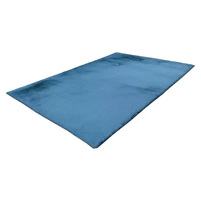 Hochflorteppich Happy - Himmelblau, 150 x 80 cm, 100 % Polyester (Flor) - Diagonale Ansicht