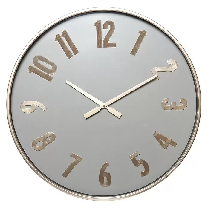 Wanduhr rund Naran - Grau, Durchmesser: 60 cm - Vorderansicht