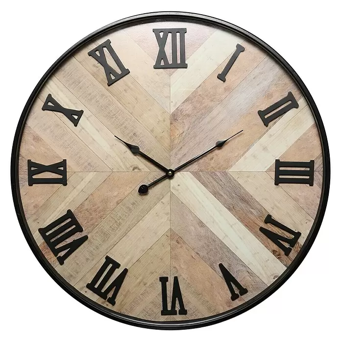 Wanduhr rund Serik - Braun/Schwarz, Durchmesser: 60 cm - Vorderansicht
