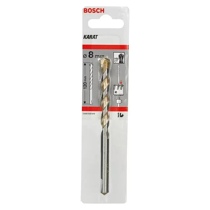 Bosch Zentrierbohrer - Durchmesser: 8 mm, Länge: 120 mm, 3 Stk. - Vorderansicht