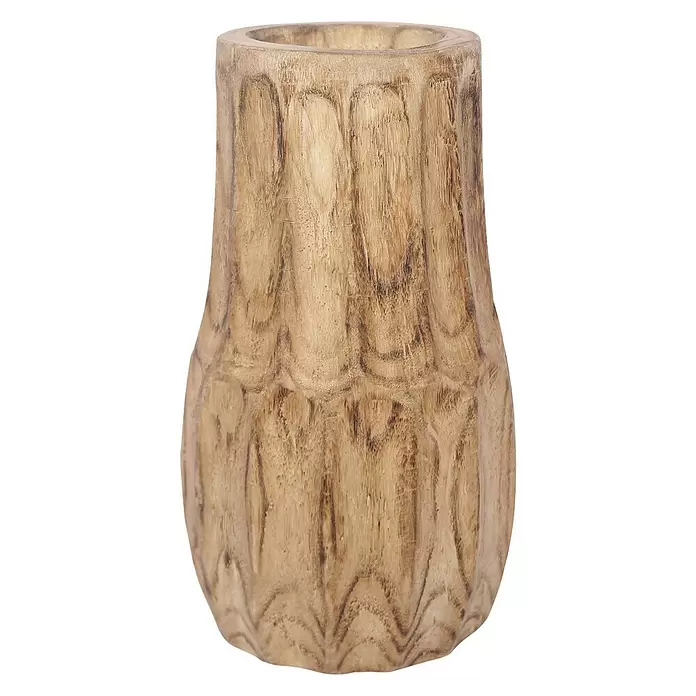 Vase Unga - Ø x H: 24 x 39 cm, Holz, Braun - Vorderansicht