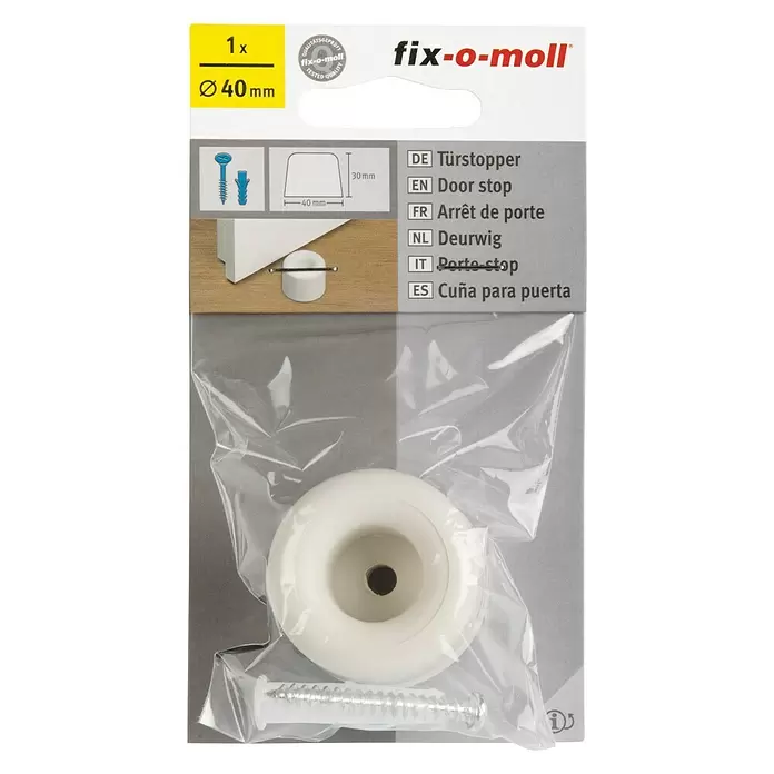 Fix-o-moll Deurstopper Kunststof - Ø x h: 40 x 30 mm, Wit - Vooraanzicht