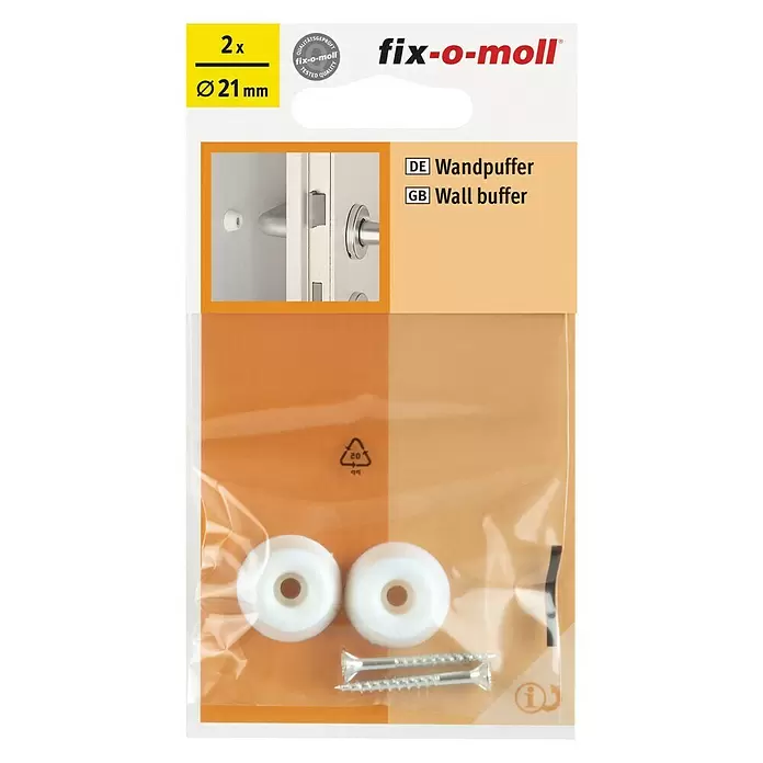 Fix-o-moll Stootbescherming 21 mm - 2 stk., Wit - Vooraanzicht