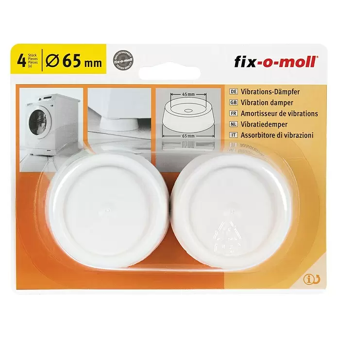 Fix-o-moll Trillingsdempers wit - 65 mm - Vooraanzicht