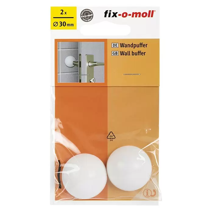 Fix-o-moll Stootbescherming 30 mm - 2 stk., Wit - Vooraanzicht