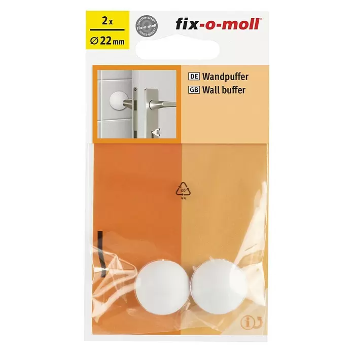 Fix-o-moll Stootbescherming 22 mm - 2 stk., Wit - Vooraanzicht