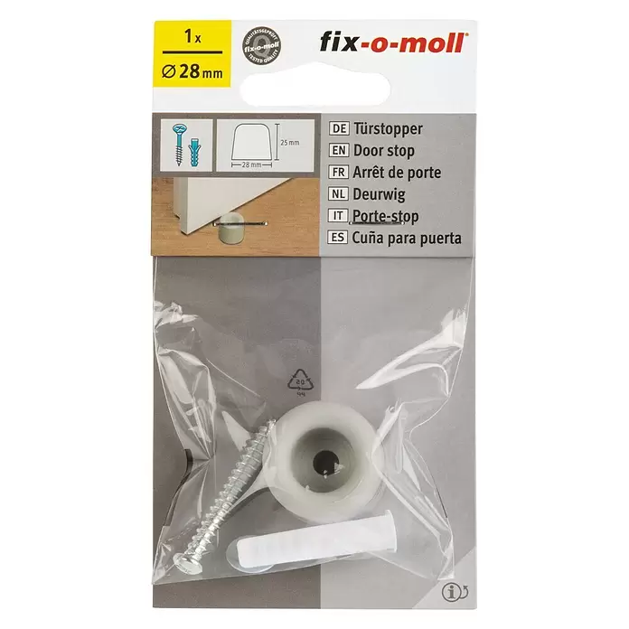 Fix-o-moll Deurstopper Kunststof - Ø x h: 28 x 25 mm, Grijs - Vooraanzicht