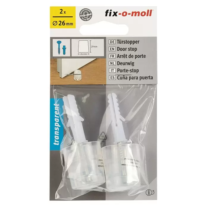 Fix-o-moll Deurstopper Kunststof - Ø x h: 26 x 29 mm, Transparant - Vooraanzicht