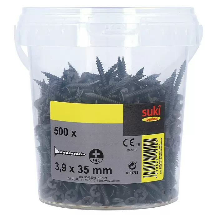 Suki Snelbouwschroeven PH2 - Ø x l: 3,9 x 35 mm, 500 stk. - Diagonaal zicht