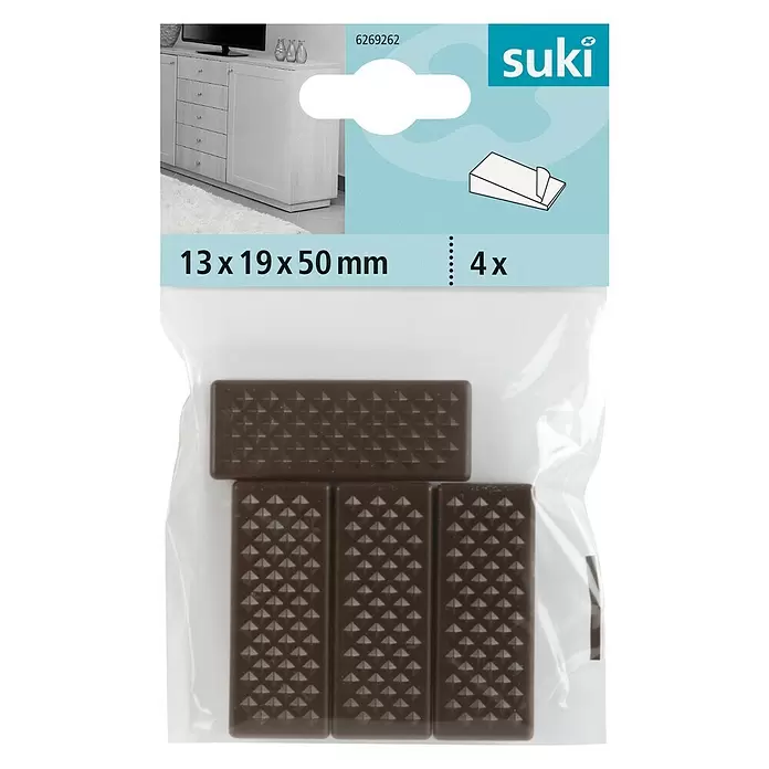 Suki Wiggen Bruin - 4 stk., Kunststof - Vooraanzicht
