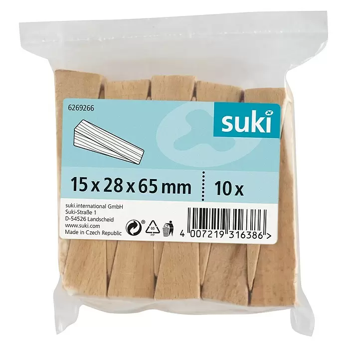 Suki Wiggen Naturel 15 x 28 x 65 mm - 10 stk., Hout - Vooraanzicht