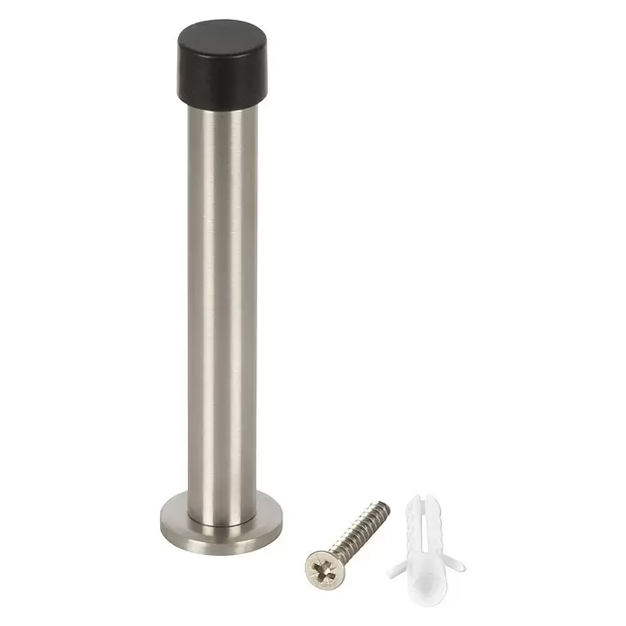 Fix-o-moll Deurstopper Gesatineerd RVS - Ø x h: 25 x 108 mm, Zilver/Zwart - Diagonaal zicht