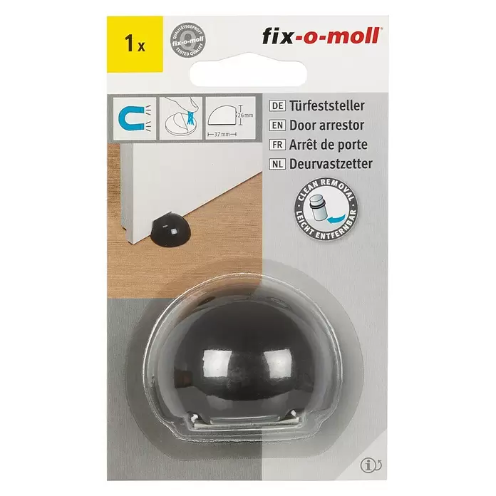 Fix-o-moll Deurvastzetter Magneet - Zwart, Roestvrij staal - Vooraanzicht