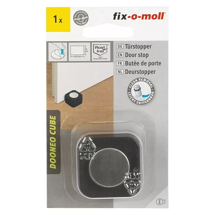 Fix-o-moll Deurstopper Dooneo Cube - Zilver/Zwart - Vooraanzicht