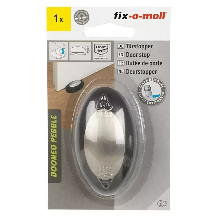 Fix-o-moll Deurstopper Dooneo Pebble - Zilver/Zwart - Vooraanzicht