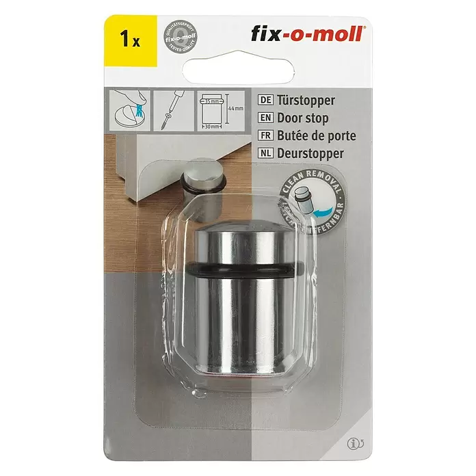 Fix-o-moll Deurstopper Metaal Ø 30 mm - Ø x h: 30 x 44 mm, Zilver/Zwart - Vooraanzicht