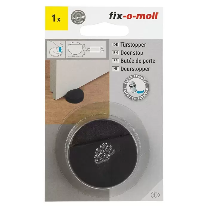 Fix-o-moll Deurstopper Mat - Ø x h: 46 x 16 mm, Zwart - Vooraanzicht