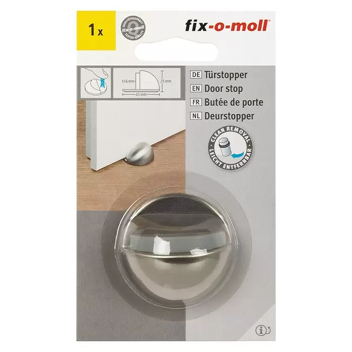 Fix-o-moll Deurstopper - Ø x h: 45 x 25 mm, Zilver - Vooraanzicht